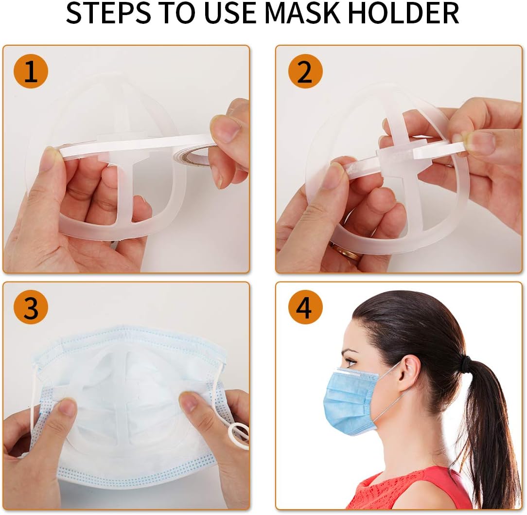 3PCS Cool Lipstick Protection Bracket Face Inner Support Nose Pads Easy to Breathing Protecting Your Perfect Makeup Frame Washable and Reusable (3, White) - - 