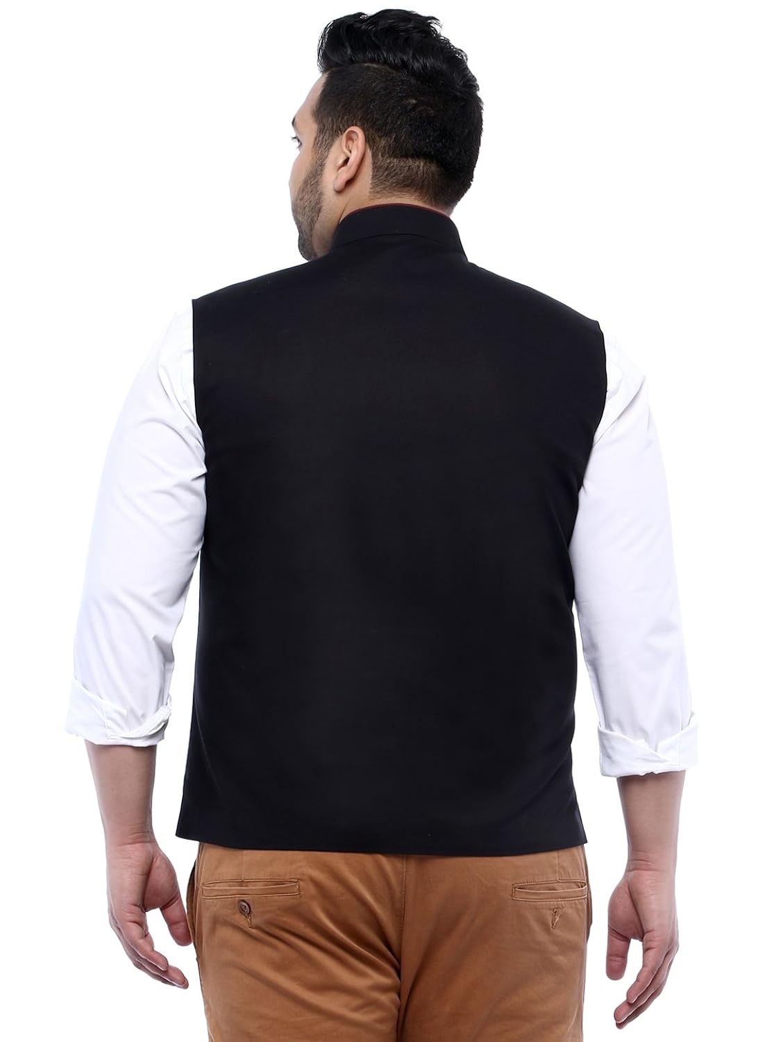 john pride black sleeveless nehru jacket(3xl-7xl)