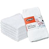 Superio Terry Cloth Rags White Washcloths 100% Cotton 12" Cleaning Cloths, Kitchen Towels, Facial Washcloth, Spa Cloths, Hand