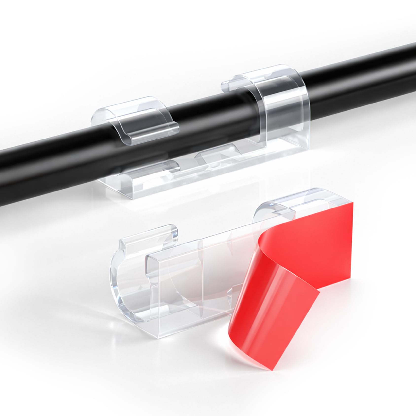 ALBOYI 40 Pack Transparent Cable Clips, Clear Adhesive Wire Holders for Home, Office & Car Dash, Self-Adhesive Cable Organiser Cord Tidy Management Clips for Desk, Wall, TV, USB Charger & PC Wires