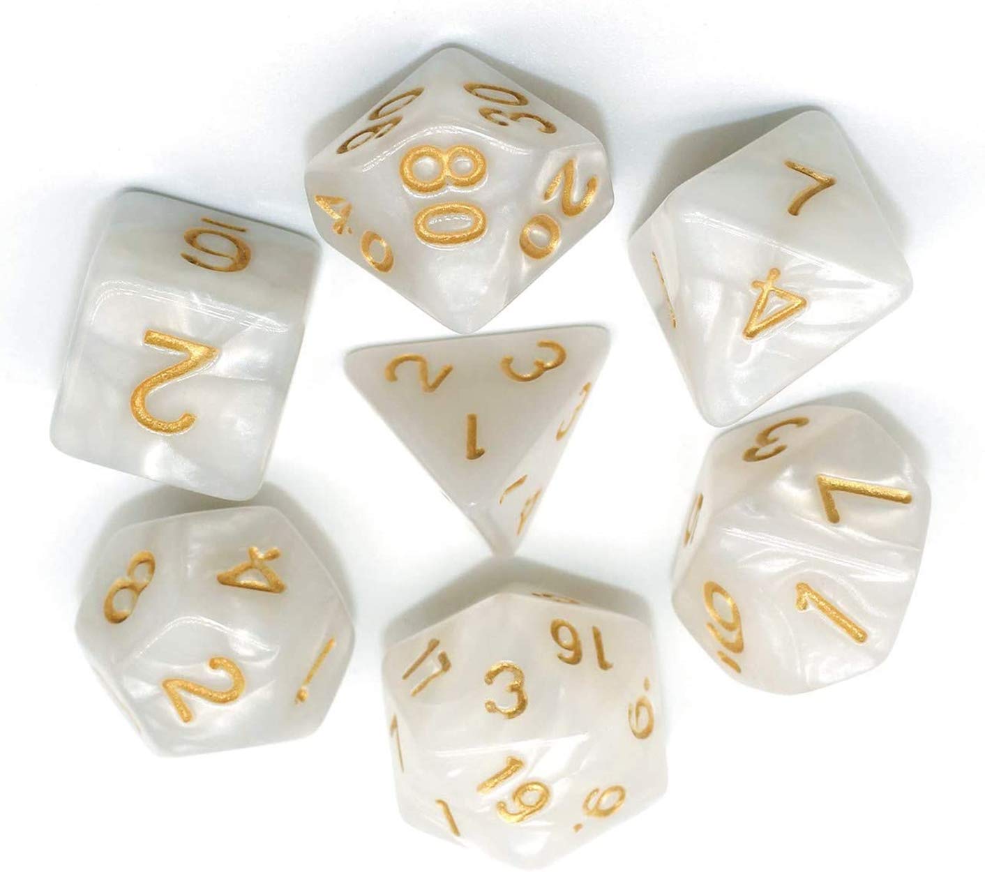 BOBOZHONG Polyhedral Dice,7PCS Layered Polyhedral D&D Dice,for Dungeons and Dragons RPG MTG Table Games(White)