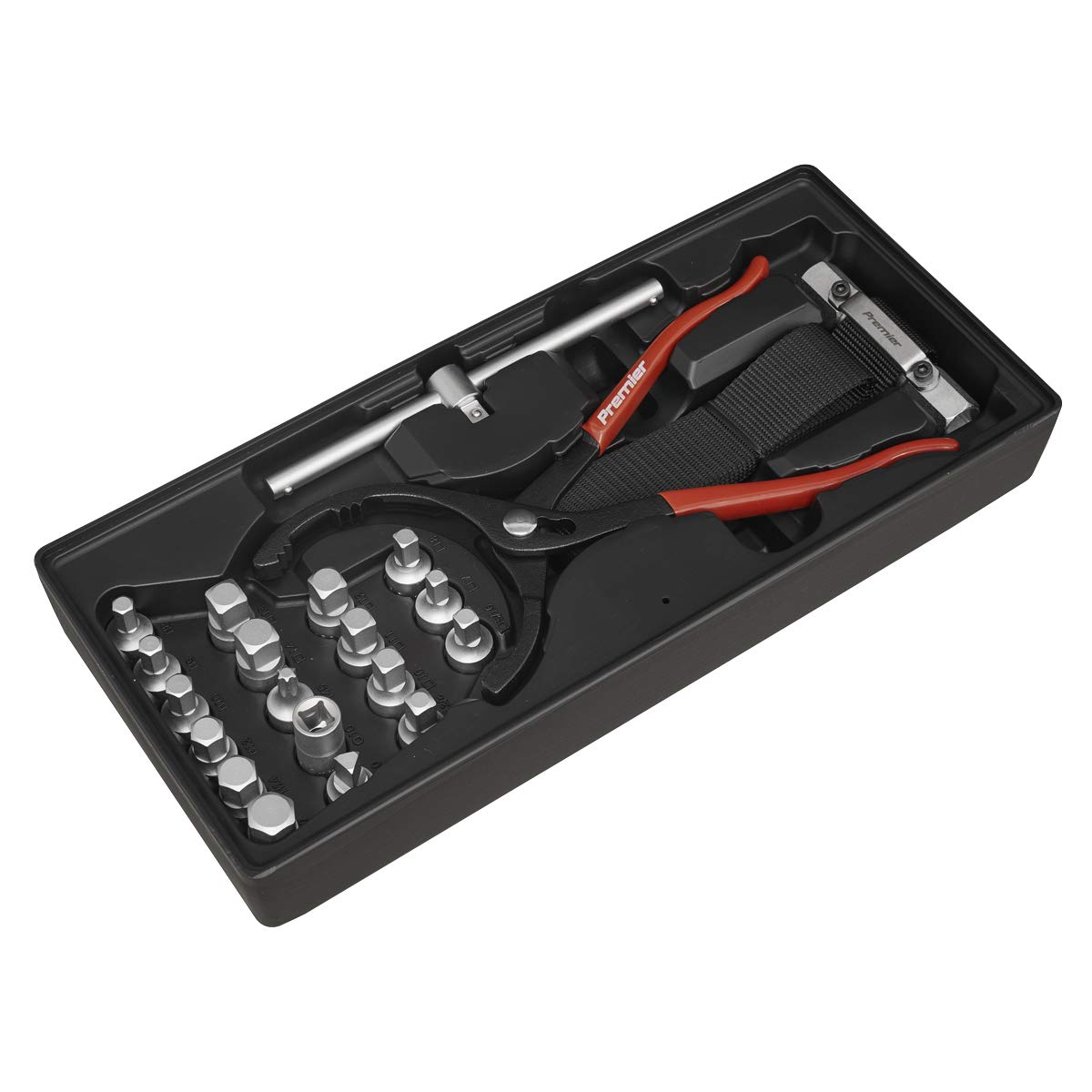 Sealey Tbt28 Tool Tray with Oil Filter Wrench Pliers and Drain Plug Set 21Pc