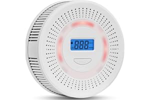 HUIDEONNE Smoke Detector Carbon Monoxide Gas Alarm, Fire Carbon Monoxide (CO) Detector 2 in 1 with Digital Display and Sound Light Alarm, Battery Operated Suitable for Bedroom Warehouse Kitchen or RV Travel