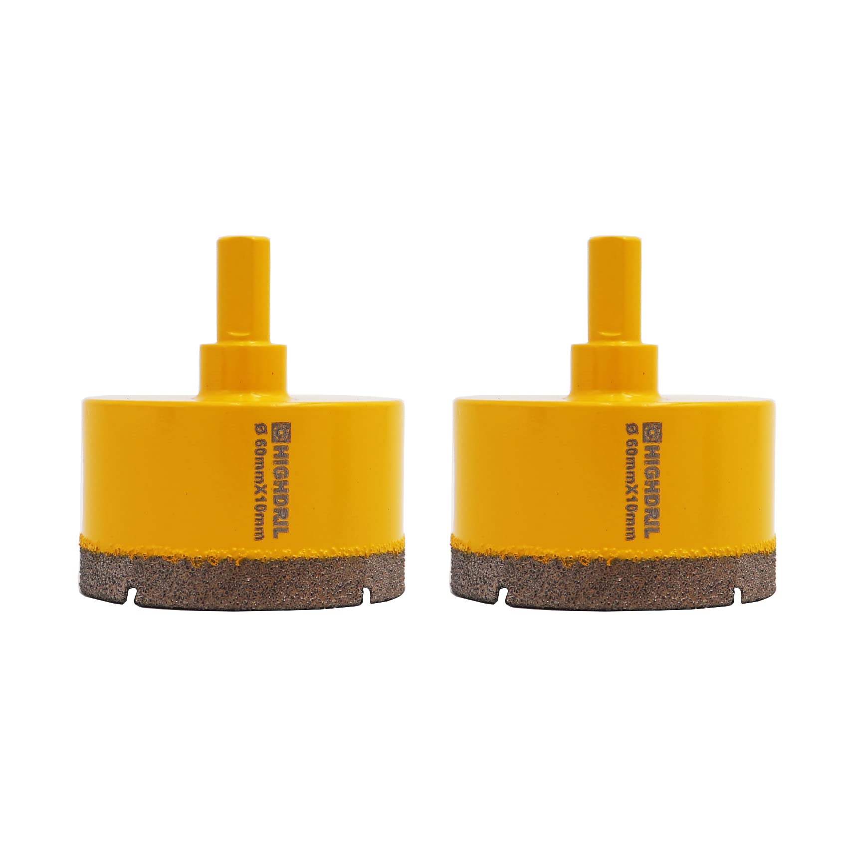 HIGHDRIL 2Pcs Diamond Core Drill Bit,Diameter 60mm Vacuum Brazed Hole Saw for Concrete Granite Marble Glass Porcelain Tile Masonry Brick,Triangle shanks