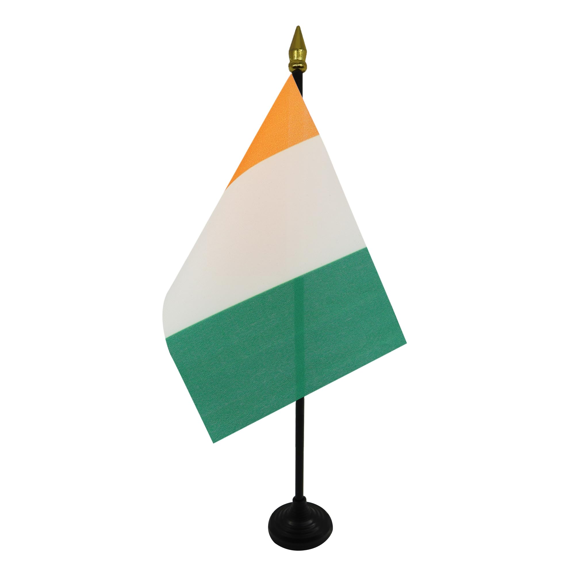 AZ FLAG - Ivory Coast Table Flag 4'' x 6'' - Ivorian Mini Desk Flag 100% Polyester 15 x 10 cm - Office Mini Banner with 10'' Pole - Golden Spear — image 1
