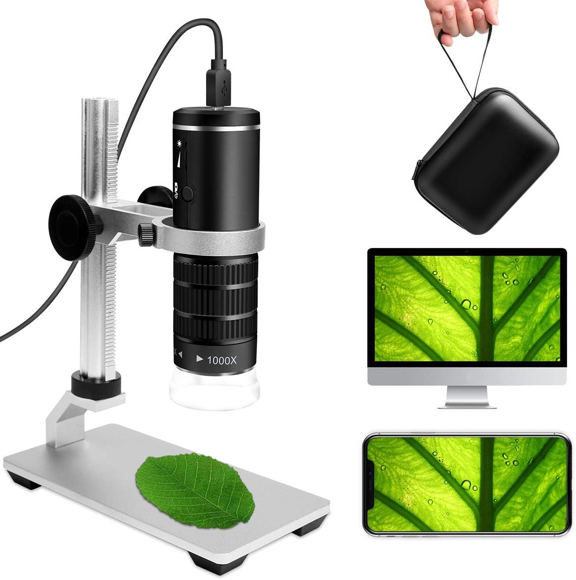 Bysameyee Wireless Digital Microscope 50 to 1000X, USB 2.0