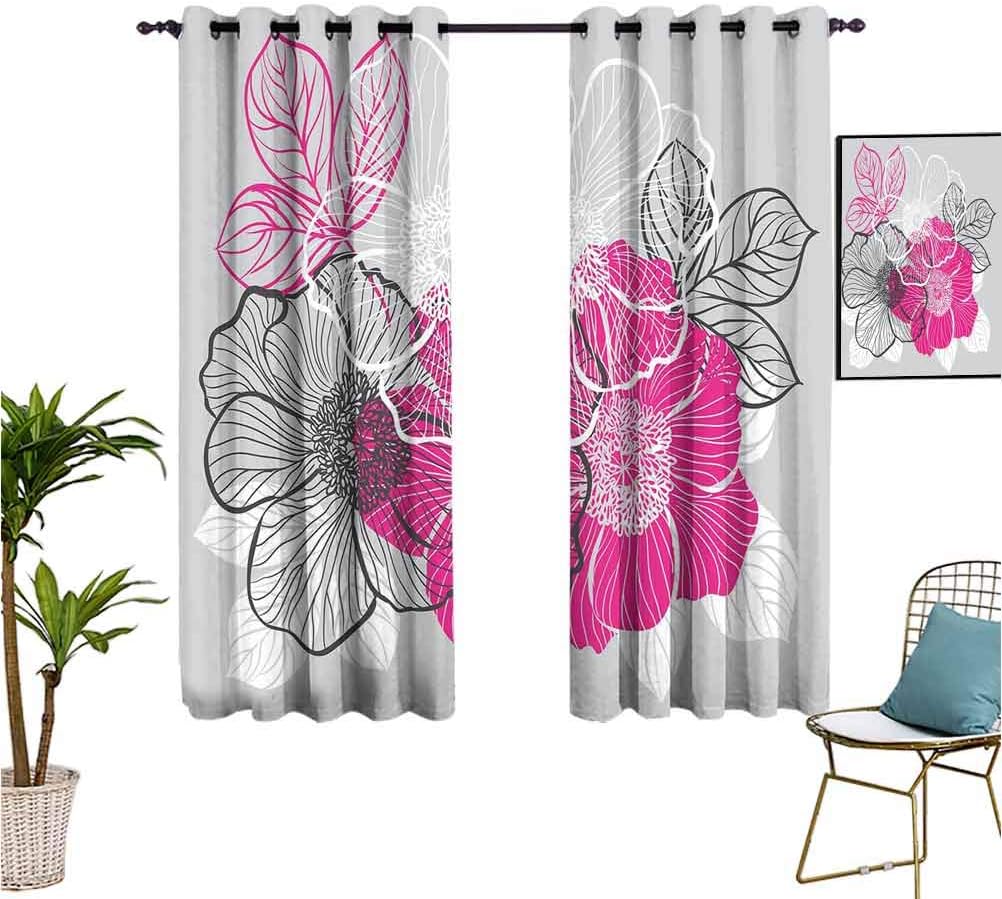 Amazon.com: Grey，Waterproof Window Curtains，Abstract Blossoming Peonies