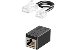Uvital RJ11 to RJ45 Adapter, 1 Pack RJ45 Female to RJ11 Male for Landline Telephone, Black Phone Jack to Ethernet Adapter with Cable, Suitable for Landline Telephones