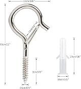 KINGLAKE 12 Pcs Screw in Hooks Q Hanger Outdoor Light Fittings Silver view 3