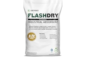 EARTHSAFE FlashDry Hydrophobic Industrial Absorbent - 50L Bag, Organic Coconut Coir, Absorbs Hydrocarbons, Bodily Fluids, Machine Fluids, Grease - Not for Water, 5-7x More Absorbent Than Clay, OSHA Compliant