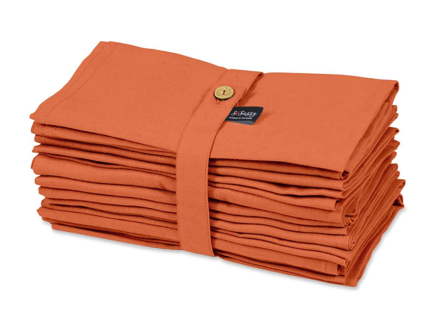 S4Sassy Orange Solid Home Decor Dinner Table Linen Re-Usable Solid Decor Napkins 12 Pcs Set