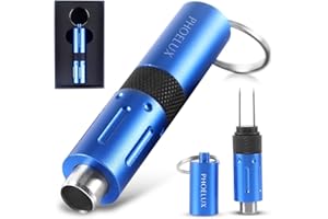 Phoelux Cigar Punch Multitool 2-in-1, Cigar Hole Opener and Twin Needle in A Key Chain Ring with Gift Box (Blue)