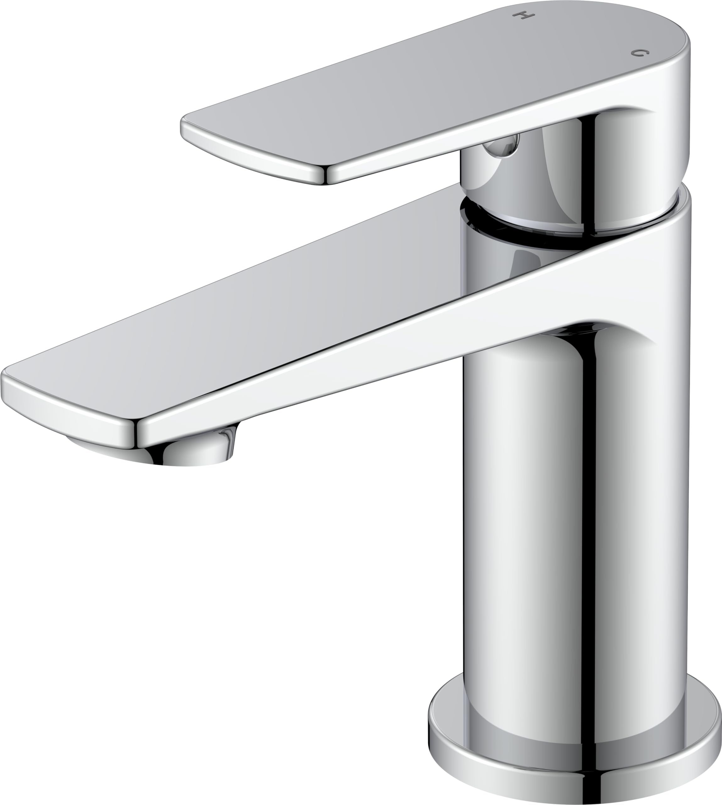 iOS Bathroom Basin Mixer Tap 40mm Ceramic Cartridge | Chrome Finish Bathroom Sink Mixer | Basin Tap with Waste Included | Water-Saving Single Lever Mixer for Modern Bathroom Vanity Sinks