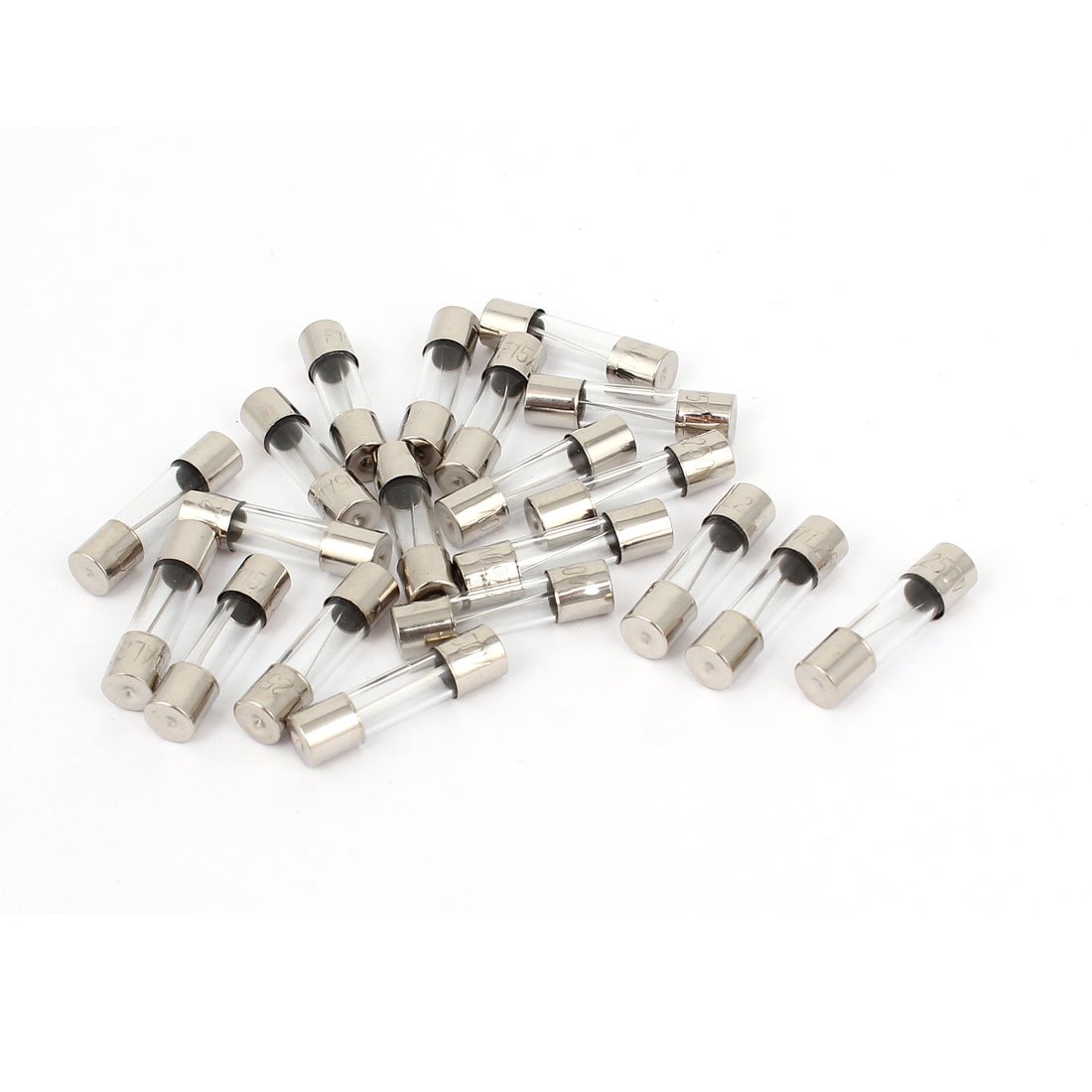 sourcingmap 20 Pcs 250V 15A F15AL Quick Fast Blow Glass Tube Fuses 5mm x 20mm