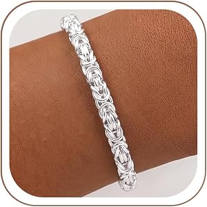 Maxcate Silver Bracelets for Women, 6mm 925 Silver Byzantine Bracelet | Diamond Cut Silver Bracelets Jewelry for Women Girlsf