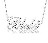 AOLO Blake Heart Name Necklace Silver Stainless