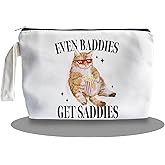 SQQCMM Funny Orange Cat Makeup Bag - cat gifts for women, Funny Orange Cat Themed Gifts for Lovers Girls Mom Women, Canvas Zipper Makeup Bag, Cosmetic Travel Bags for Women
