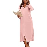 Ekouaer Women Zipper Robe Long Sleeves House Coat Soft Bathrobe Sleepwear with Pockets Housecoat Loungewear