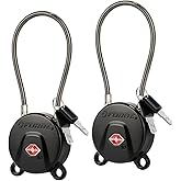 Forge TSA Approved Luggage Locks Ultra-Secure Dimple TSA006 Key Travel Locks with Zinc Alloy Body- Black 2 Cable Locks