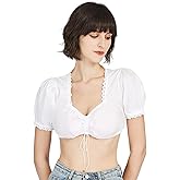 FreeNFond Oktoberfest Blouse Women's Dirndl Dress Crop Top, Lace Germen Bavarian Traditional Costume