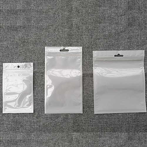 BAT Pack 100 PCS (Inner Size 3.5x5.9 inches) Front Clear White Zipper Resealable 2.7mil Plastic Bags with Hanging Hole Phone Case Zip Lock Package Self Seal Pouches Electronic Product Shell Packaging