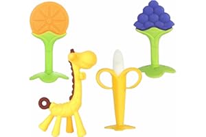 Chuya Teething Toys (4 Pack) Teething Toy for Baby, Teach Teeth Brushing ,BPA-Free,Chew Toy for Infants Toddlers Silicone Bab