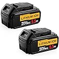 2Pack Replacement 6.5Ah 20V Battery for Dewalt 20 Volt Max XR Lithium Battery for DCB205 DCB204 DCB203 DCB200 DCB206 DCB201 D
