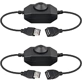 Onite 2-Pack USB Dimmer Switch, for 5V LED Strip Lights Brightness Adjustable, USB Fan Controller (Black)