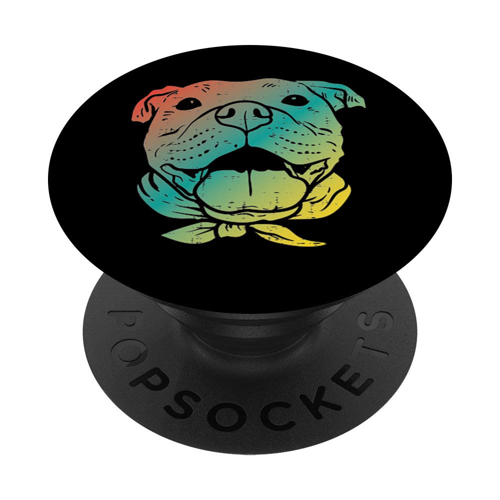 Colorful Pitbull Face Art Pitties Pitty Dog Lover Owner Gift PopSockets PopGrip: Swappable Grip for Phones & Tablets