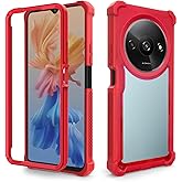 Asuwish Phone Case for Xiaomi Redmi A3/A3X Cover Rugged Shockproof Hard Drop Proof Full Body Protective Heavy Duty Hybrid Mobile Dual Layer Slim Soft TPU Cell Accessories Poco C61 4G Women Men Red