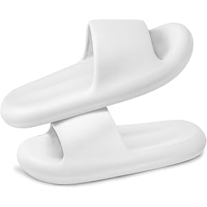 GSLMOLN Women's Men's Cloud Pillow Slippers | Soft Non-Slip Shower Slides | Elastic EVA, 1.2in thick cushion, quiet, water-re