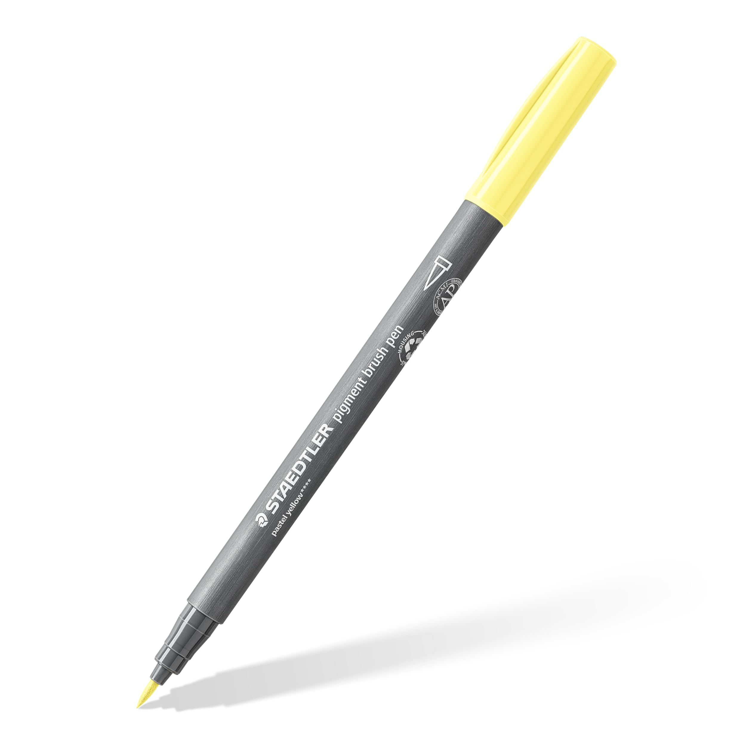 STAEDTLER 371-105 Pigment Arts Brush Pen - Pastel Yellow (Box of 10)