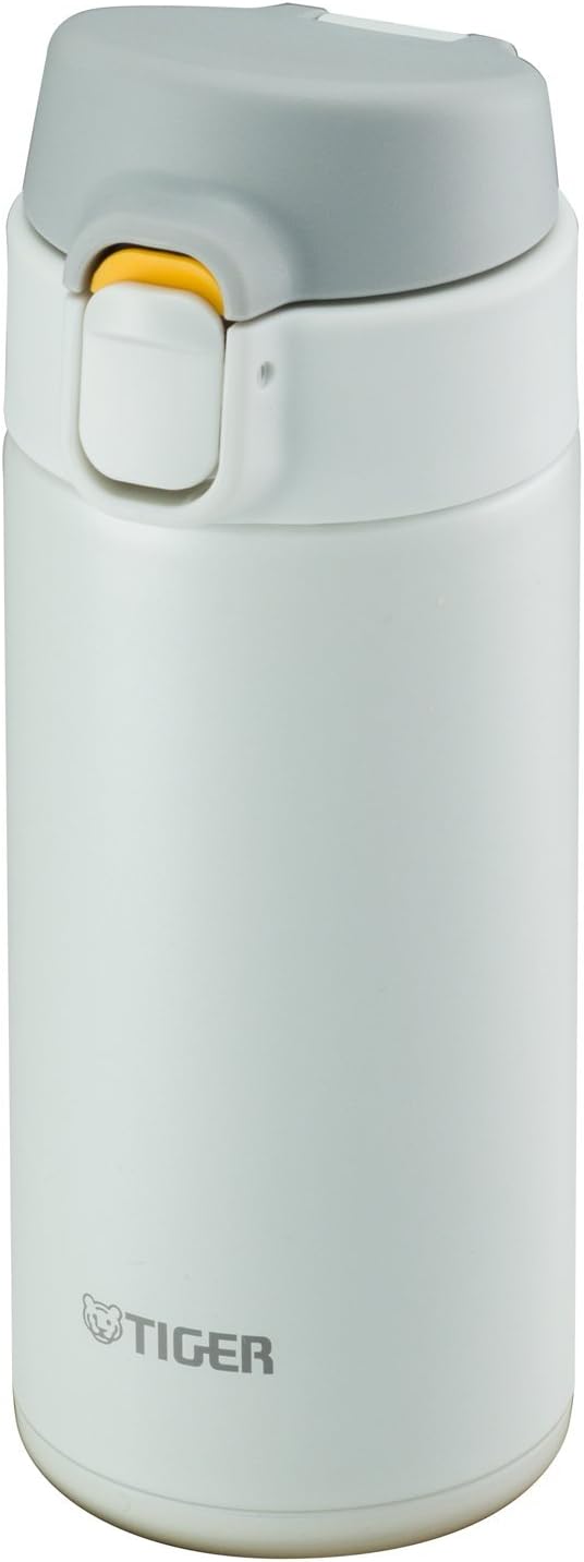 Amazon Com Tiger Mmy A036 Wp Vacuum Insulated Stainless Steel Travel Mug Double Wall Flip Open Lid With Lock Button 12 Oz 0 36l White Kitchen Dining