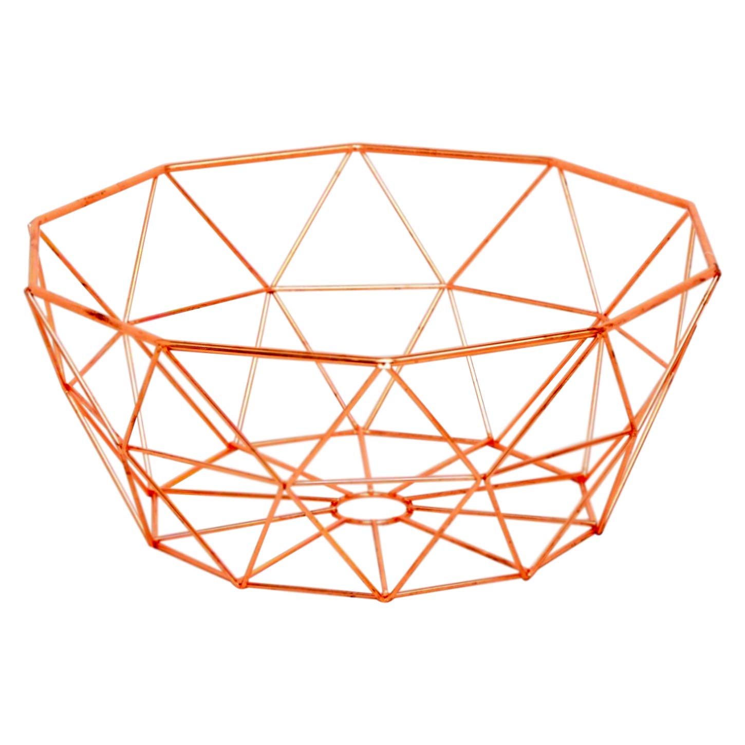Copper Fruit Basket Geometric Bowl Kitchen Dining Table Decorative