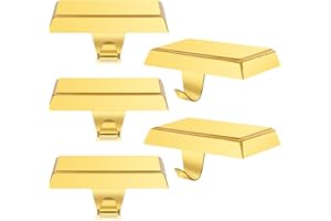 OCTERIC Christmas 4 Pcs Gold Stocking Holders Mantel Hook Hangers Fireplace Hooks Hanger Grip Bases for Christmas Party Decorations Xmas Décor