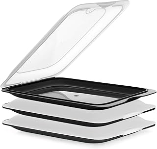 PracticFood Tatay Fresh System - Hochwertige Aufschnitt-Boxen, Frischhaltedose für Aufschnitt. Optimale Aufbewahrung im Kühlschrank, 3 Stück, Maße 17 x 3.2 x 25.2 cm (3X Schwarz)