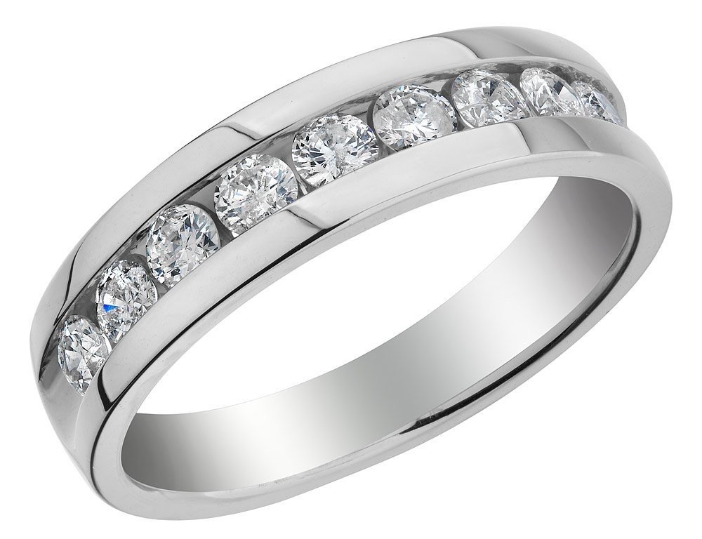 Mens Diamond Wedding Band 9/10 Carat (ctw) in 10K White Gold