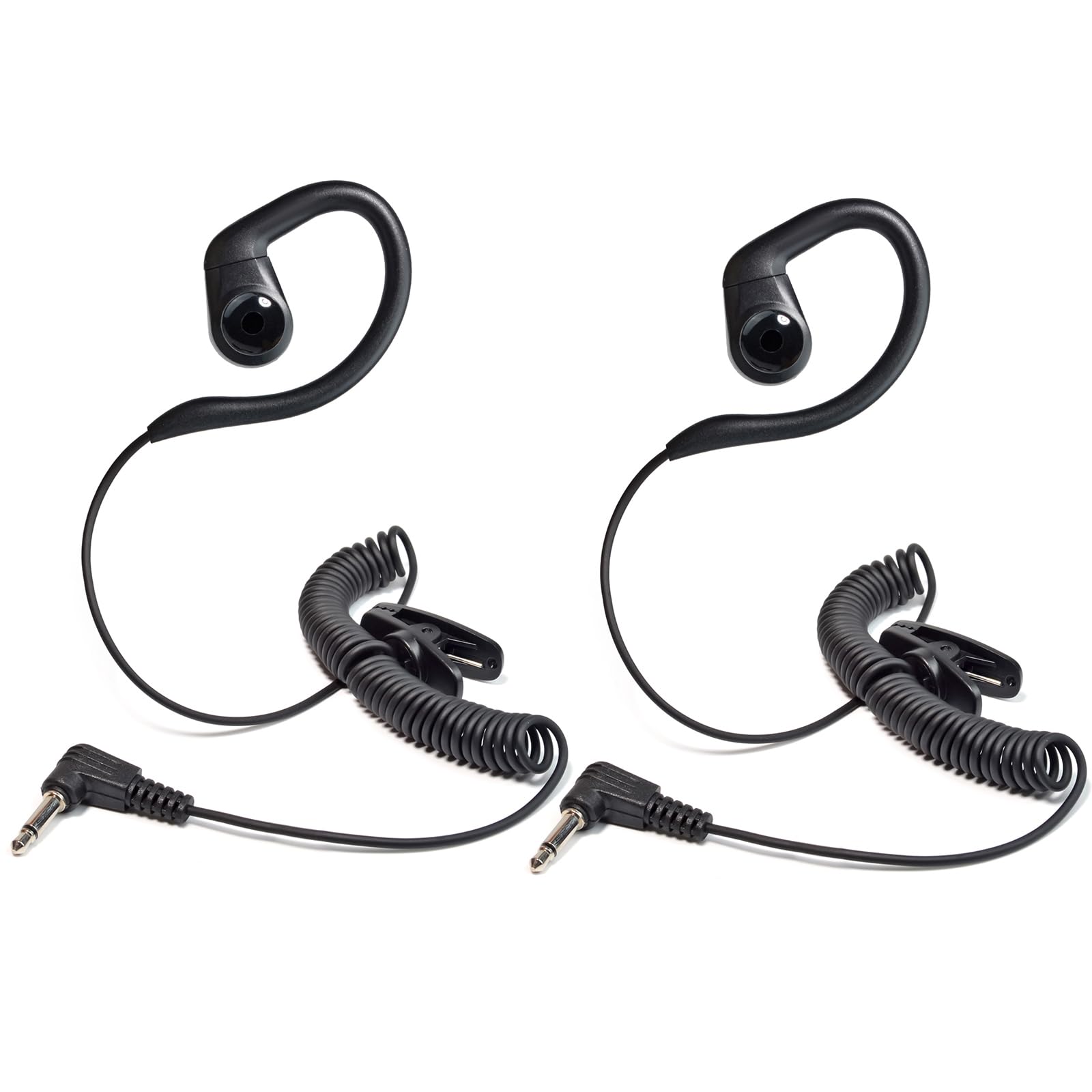 UAYESOK Radio Earpiece 3.5mm Jack Listen/Receiver Only Soft G Shape Ear Hook Walkie Talkie Headset 1 Pin for Motorola Yaesu Kenwood Maxon Vertex Security Police Radio Speaker Mics (2 Pcs)