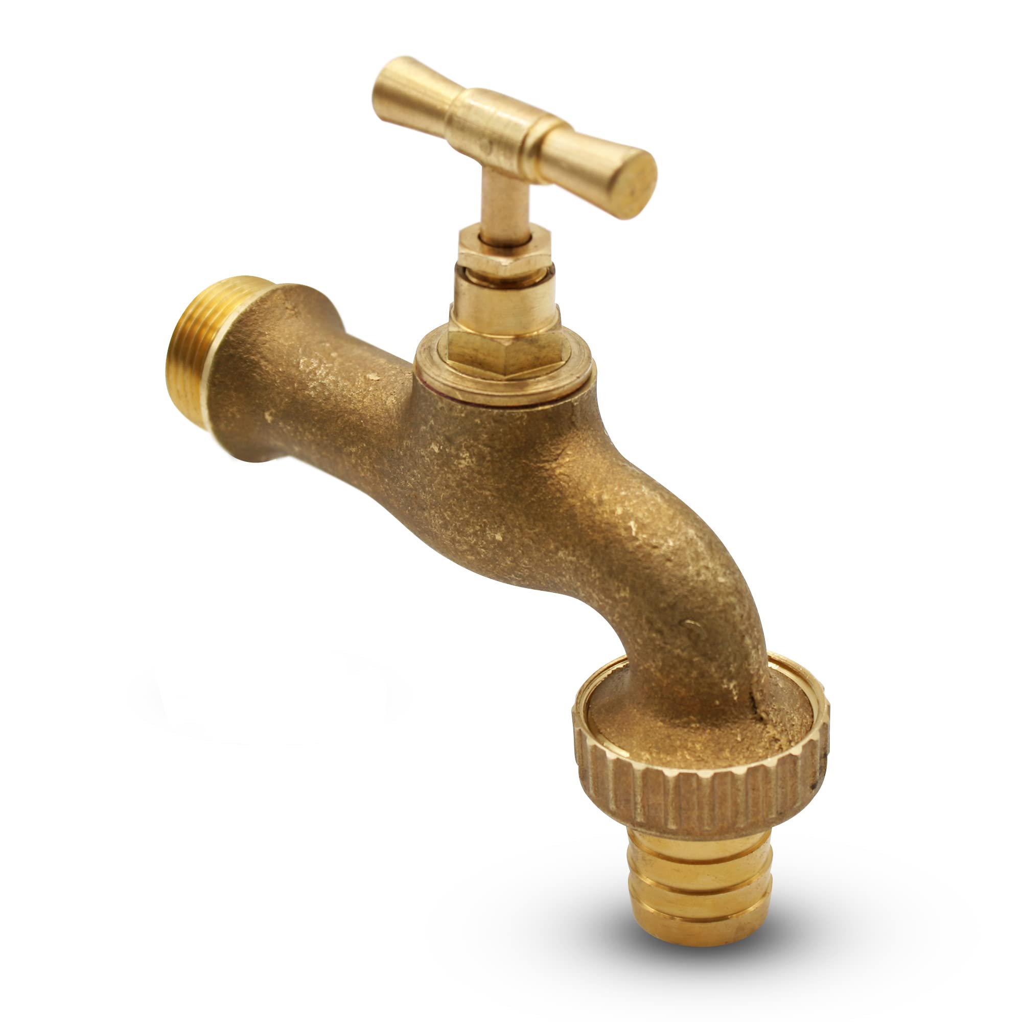 DOJA Barcelona Brass Garden Tap with Hose Connector for Outdoor Use 3/4 Inch x 1 Inch for Garden Tools Garden Wall Water Tank Automatic Water Time Switch Water Filter