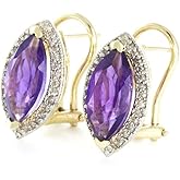 Galaxy Gold GG 3.6 Carat 14k Solid Gold Hayworth Amethyst Diamond Earrings