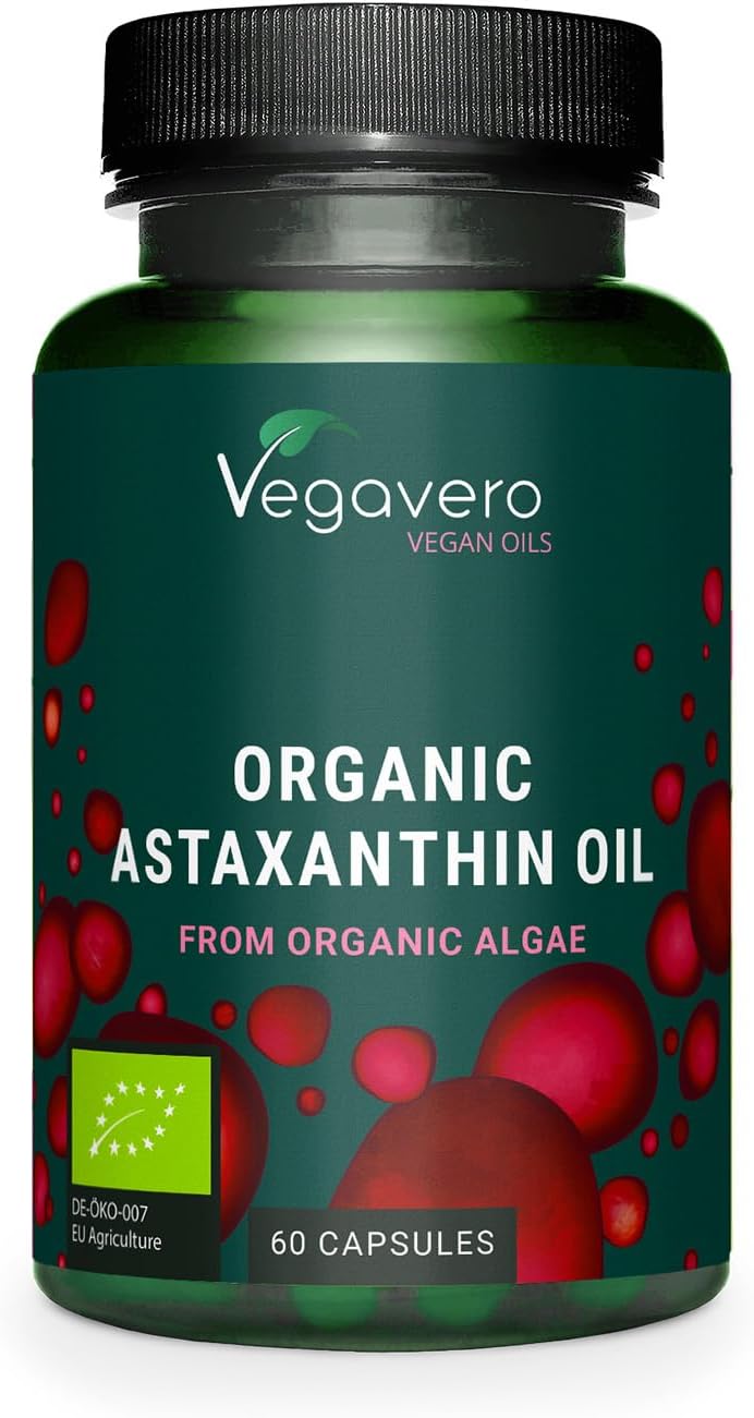 Vegavero Organic Astaxanthin 8 mg Vegan 60 Capsules Lab Tested Europe