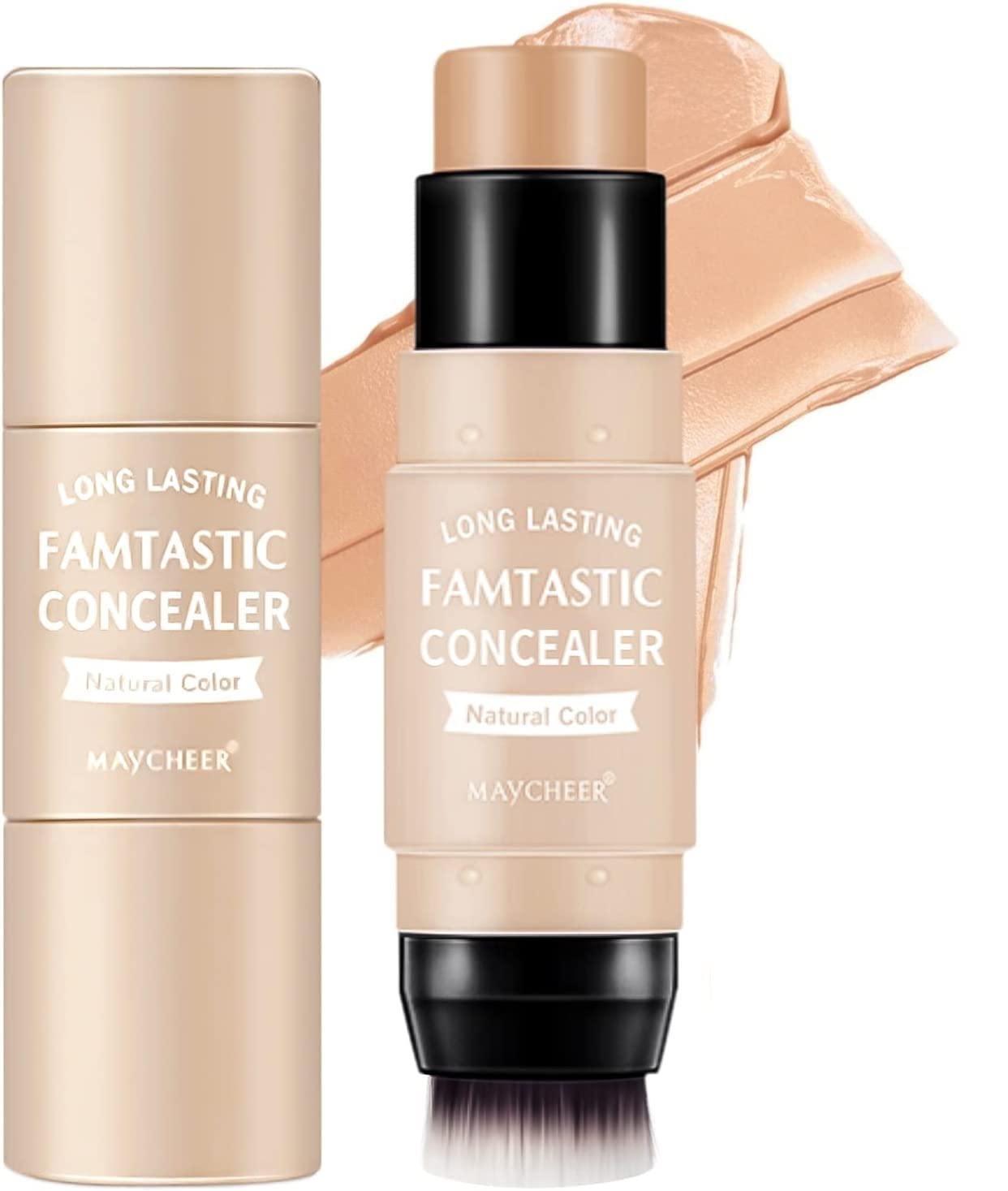 Contour Stick Concealer Bronzer Stick Single Shade With Single Brush Creamy Texture Foundation Stick, Blends Easily Face Body Makeup（Natural Color）