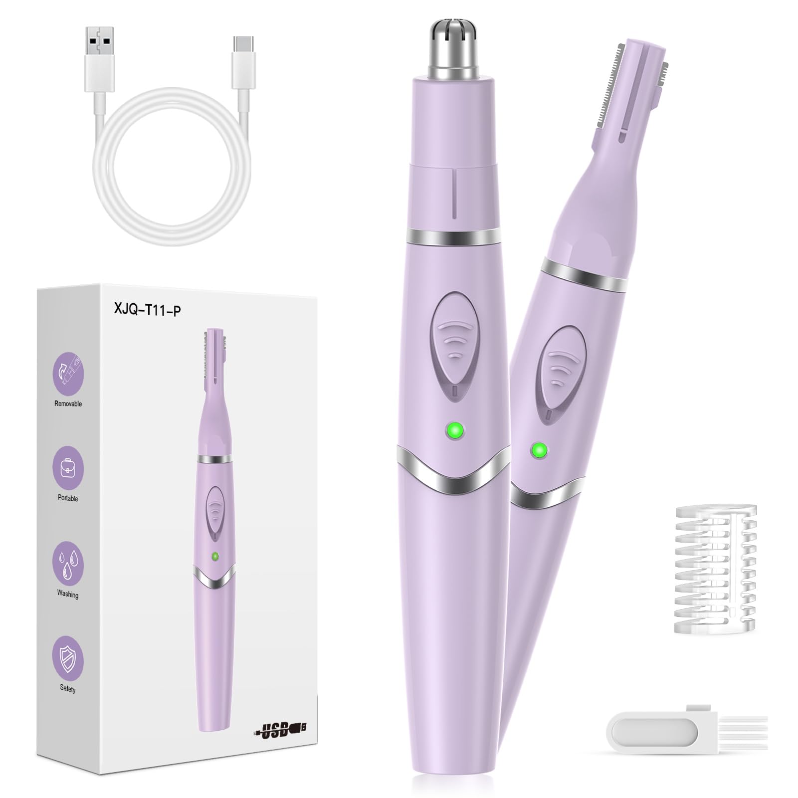 View 1 of **Factory Sealed - Final Sale, NO Refunds**
Yinowt Ear and Nose Hair Trimmer for Women, 2025 Professional Painless 2 in 1 USB Rechargeable Eyebrow & Facial Hair Trimmer, Precision Tool with Powerful Motor and Dual-Edge Blades, IPX7 Waterproof