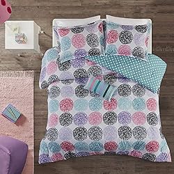 Mi Zone Carly Comforter Set, Doodled Circles Polka