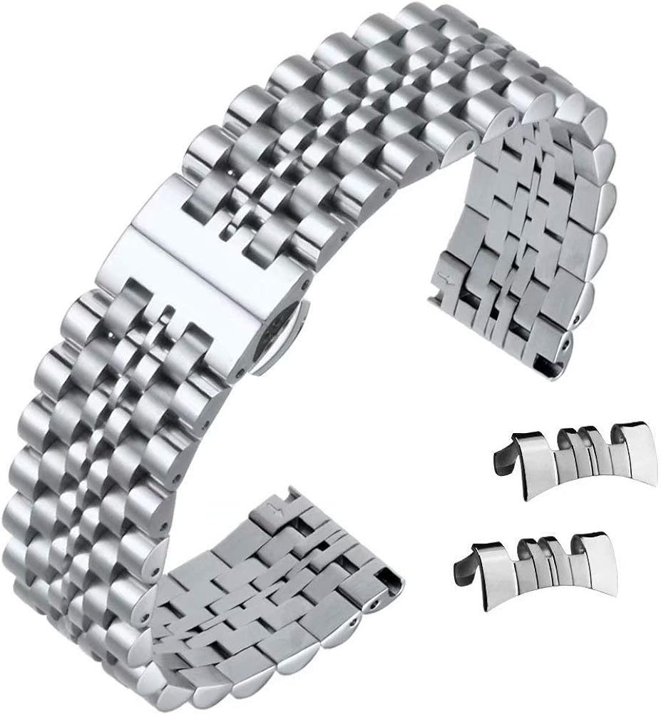 18mm Deluxe Jubilee Style Watch Strap Bracelets in Silver Solid