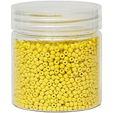 BALABEAD Opaque Yellow Color Loose Seed Beads About 4000pcs in Box 8/0 Glass Craft Seed Beads for Jewelry Making, Hole 0.7mm (Yellow)