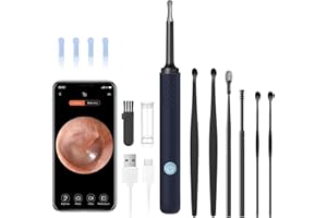LEIPUT Ear Wax Removal - Earwax Remover Tool with 7 Pcs Ear Set - Ear Cleaner with Camera - Earwax Removal Kit with Light - Ear Camera with 4 Ear Spoon - Ear Cleaner for iOS & Android