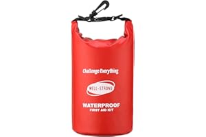 WELL-STRONG Emergency First Aid Kit for Boating & Marine Safety Waterproof Medical Supplies with Roll Top Design for Fishing, Kayaking Red