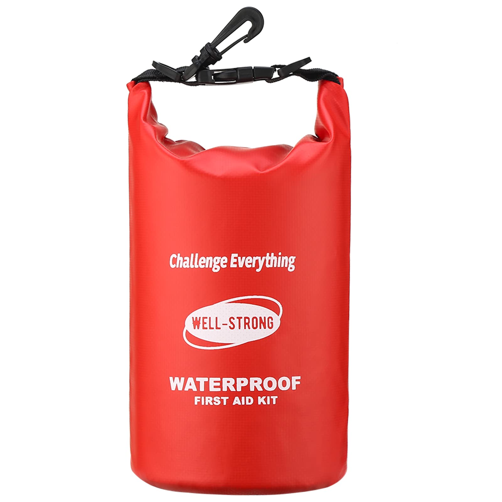Photo 1 of WELL-STRONG Emergency First Aid Kit for Boating & Marine Safety Waterproof Medical Supplies with Roll Top Design for Fishing, Kayaking Red