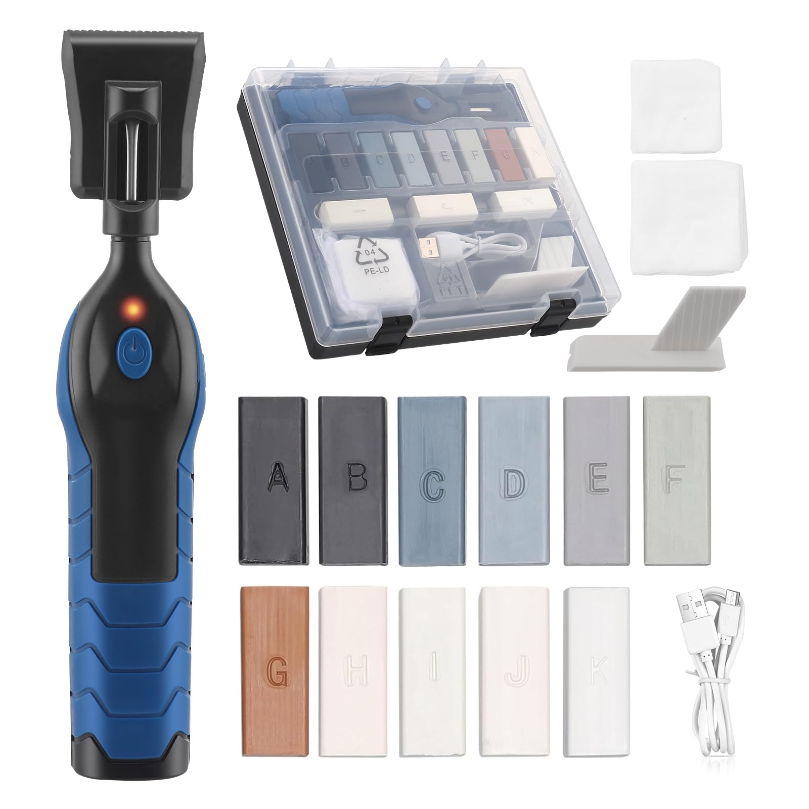 Laminate Floor Repair Kit, Ceramic Tile Repair Kit with Electric Heating Pen, Furniture Repair Tool Set with 8 Wax Blocks for Cracks, Scratches, Small Potholes, Home Damaged Wood Vinyl Floor Repair